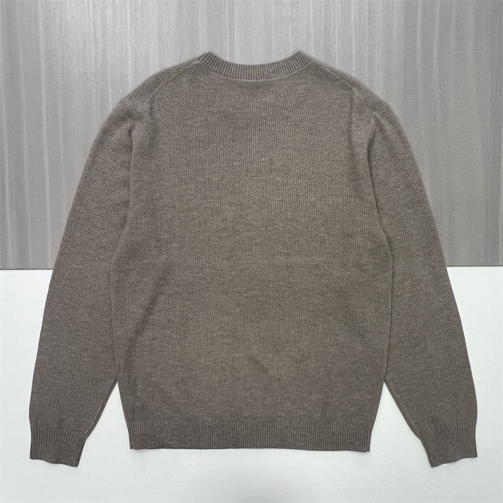 Мужской вязаный свитер с круглым вырезом и текстурой темно-серого цвета - Индивидуальный дизайн свободного кроя