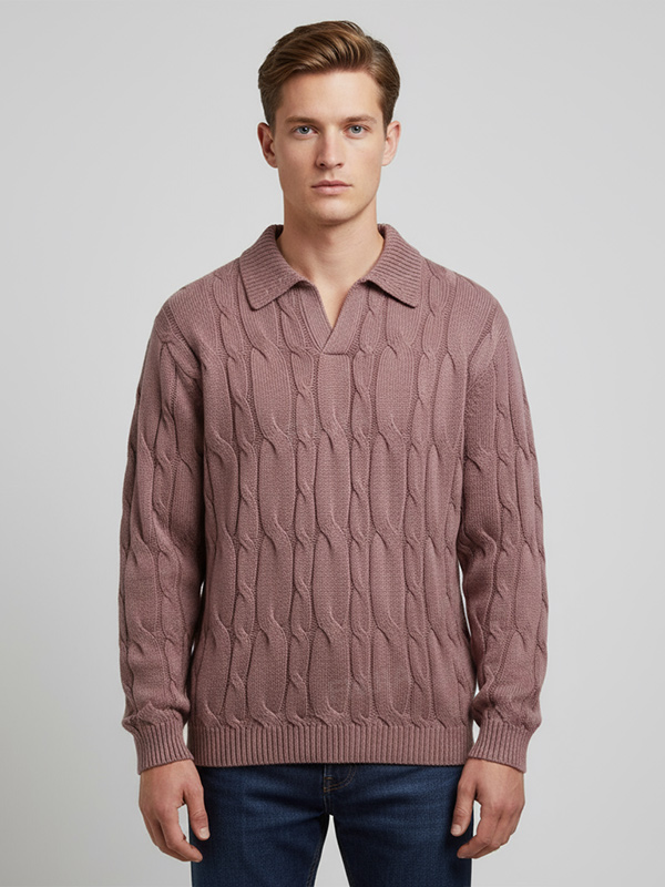 Мужской свитер-поло плотной вязки 