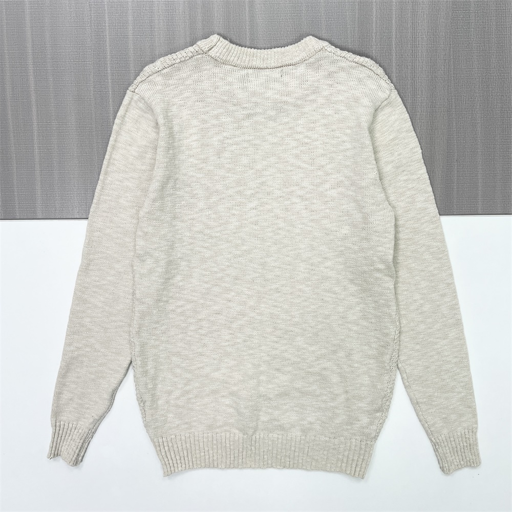 Мужской свитер с круглым вырезом из овсяной пряжи, выполненный в вертикальном стиле, - индивидуальный приталенный дизайн