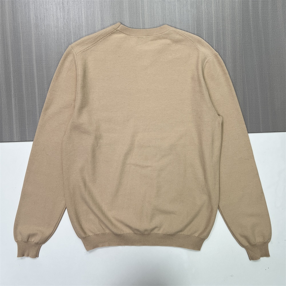 Мужской бежевый минималистичный вязаный свитер с круглым вырезом - Индивидуальный Универсальный дизайн