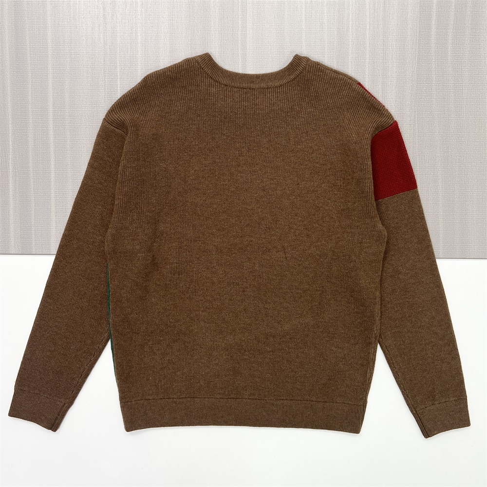 Мужской вязаный свитер верблюжьего цвета с круглым вырезом и эмблемой "VNI" - Индивидуальный дизайн свободного кроя