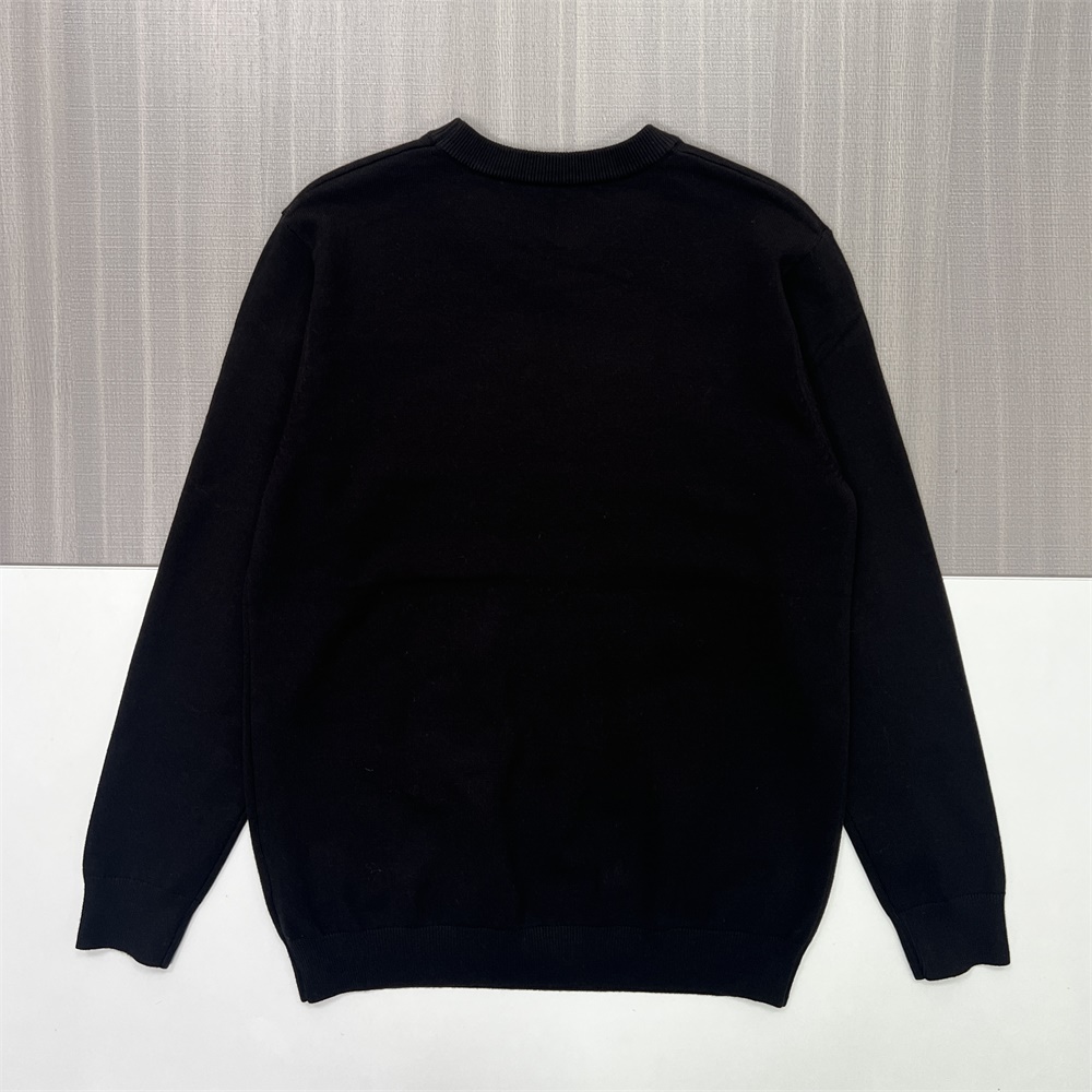 Мужской черный приталенный вязаный свитер с круглым вырезом - Индивидуальный минималистский дизайн