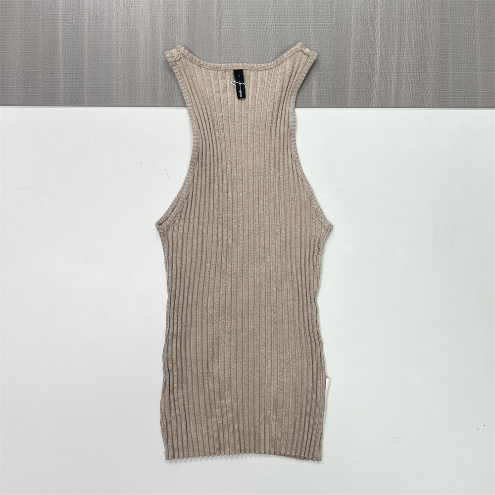 Женский бежевый топ на бретелях в рубчик с принтом "Беговая дорожка" - Приталенный трикотаж на заказ