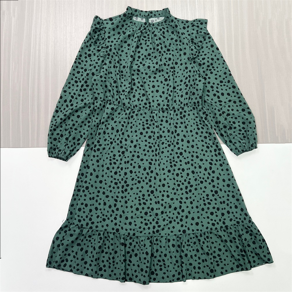 Женское бирюзовое платье миди с оборками и леопардовым принтом - индивидуальный романтический дизайн