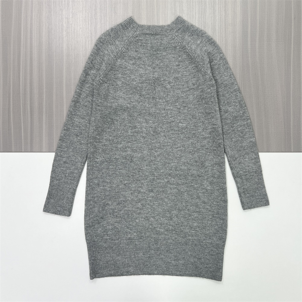Женское вязаное платье-свитер Heather Gray с круглым вырезом горловины - индивидуальный минималистский дизайн комфорта