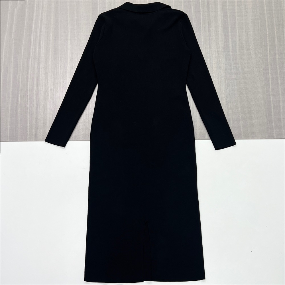 Женское черное миди-платье в рубчик на молнии до половины длины - элегантный современный дизайн на заказ