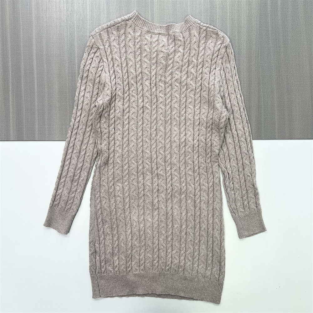 Женское бежевое миди-платье из трикотажа с круглым вырезом - индивидуальный уютный классический дизайн